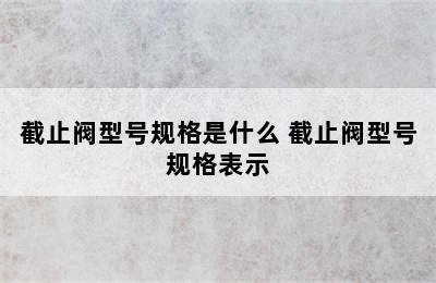 截止阀型号规格是什么 截止阀型号规格表示